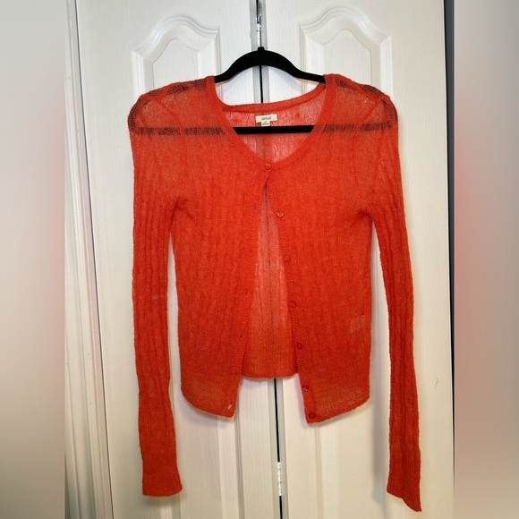 Aerie - Lightweight Women's Orange Open Knit Long Sleeve Cardigan in Size S - Picture 1 of 7